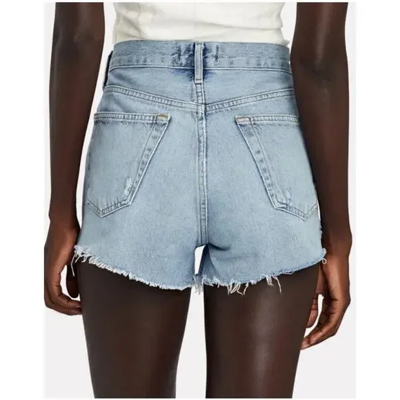 AGOLDE Parker High Rise Vintage Cut Off Denim Shorts in Riptide Size 26